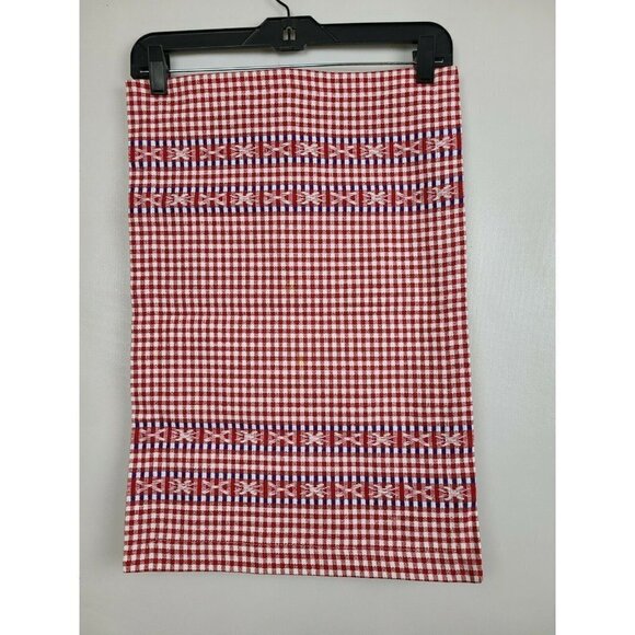 PIER 1 Imports Gingham Check Woven Cotton Placemat Red Blue 14" X 20" Set of 2 - Picture 1 of 5